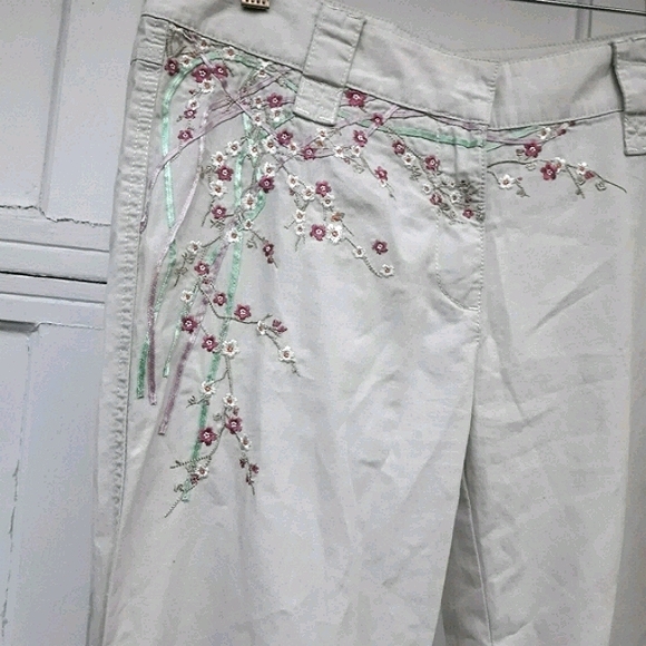 Vintage Embroidered Skinny Pants Tie String Ankle - Picture 4 of 15
